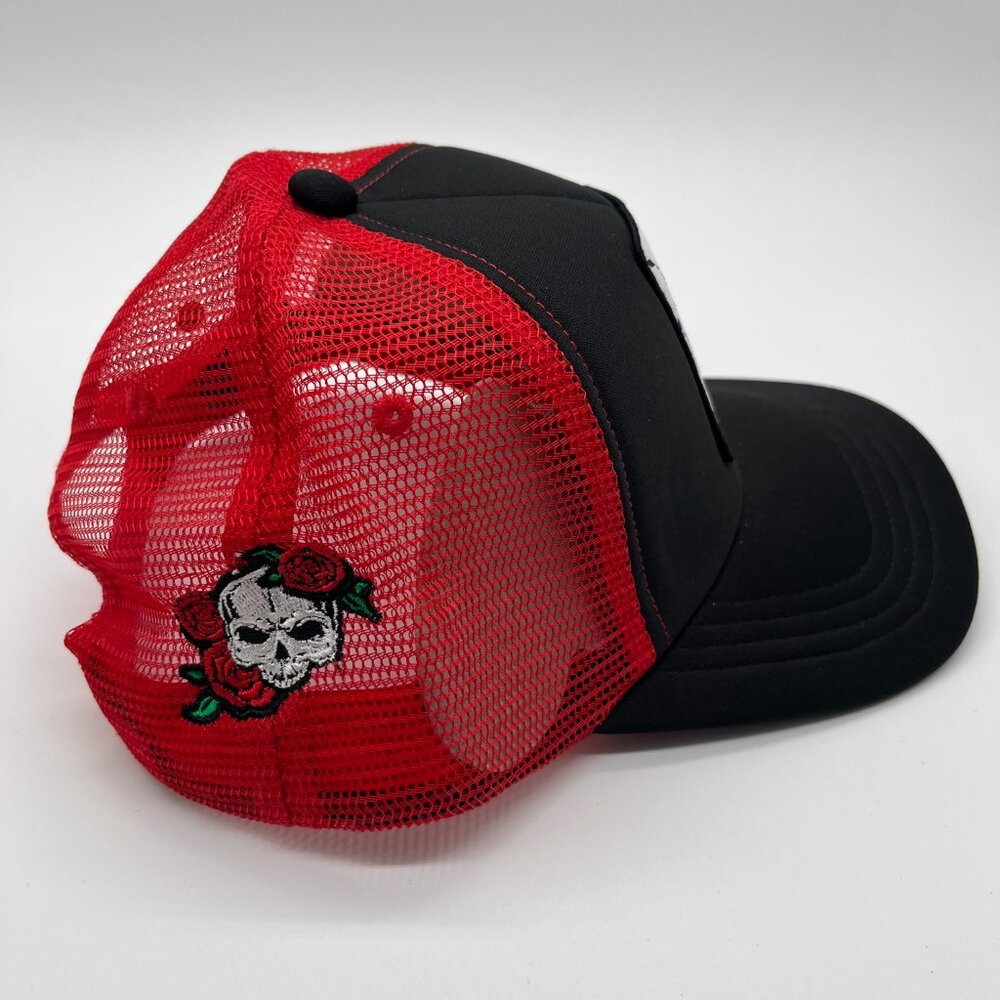 Empyre Foam Trucker Snapback Hat Cap OSFA Red/Black Skeleton Flower NEW - Picture 2 of 6